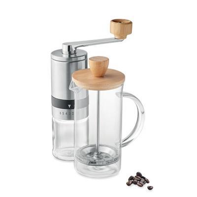 Set à café en verre et couvercle en bambou Teyre