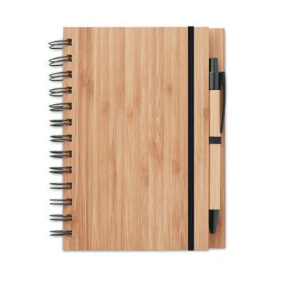 Carnet A5 à spirale en bambou avec stylo Ecoley