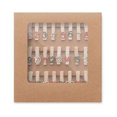 Calendrier de l'Avent avec 24 clips en bois Duerza