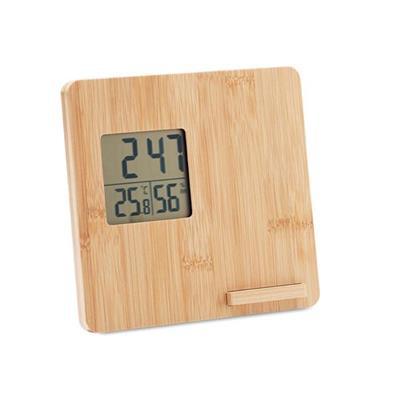 Station météo avec support téléphone bambou Ferya