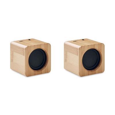 2 haut parleurs sans fil en bambou Audiset