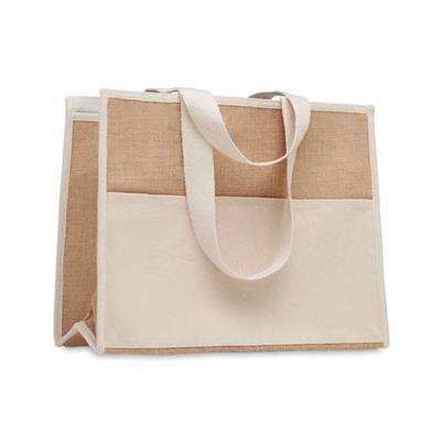Sac shopping avec soufflet en toile et jute Cangen