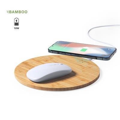 Tapis de souris et chargeur en bambou Biston