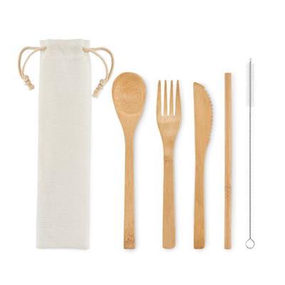 Couverts en bambou avec paille Straw