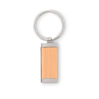 Porte-clés rectangle bois/zinc Matikos