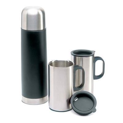 Bouteille thermos avec 2 tasses en acier Mugset