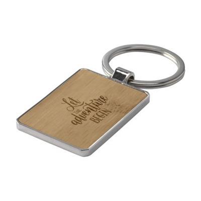 Porte-clés rectangle en bambou en métal Bambino
