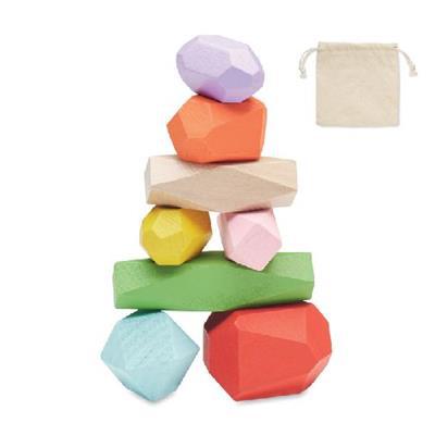 Jeu de 8 pierres à empiler en bois coloré Dolmen