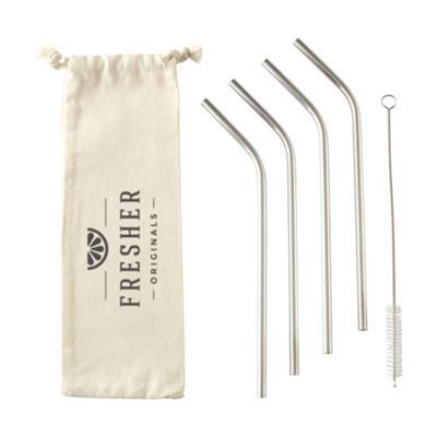 Ensemble de paille réutilisable en acier Frizy