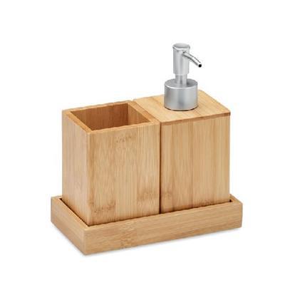 Set de bain de 3 pièces en bambou Suerno