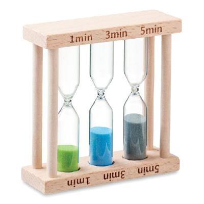 Jeu de 3 sabliers de douche sur socle en bois EIas