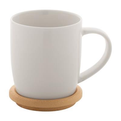 Mug en porcelaine avec sous-verre en bambou Tcha