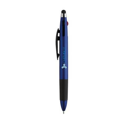 Stylo 3 couleurs avec embout en caoutchouc Sana