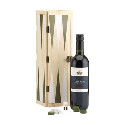 Coffret à vin avec jeu de backgammon en bois Malon