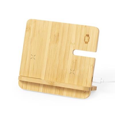Chargeur et organiseur sans fil 15W en bambou Erak