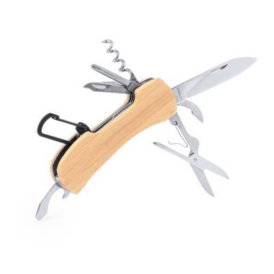 Couteau multifonction en acier inox et bambou Kont