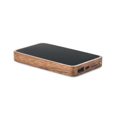 Powerbank sans fil avec boîtier en bois et PU Sogu