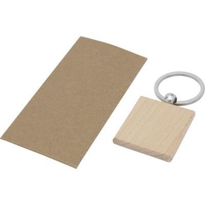 Porte-clés de forme carré en bois de hêtre Galio
