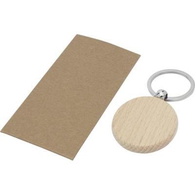 Porte-clés rond de 4 cm en bois de hêtre heimdal