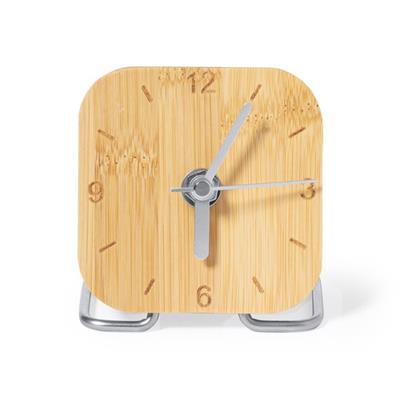 Horloge de table en bambou et acier inox Falzana
