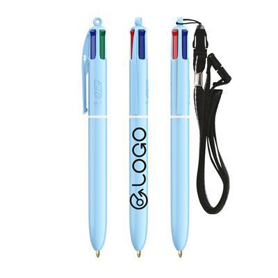Stylo BIC 4 couleurs pastel avec lanyard Sonny
