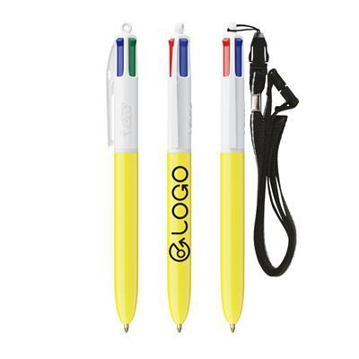 Stylo à bille BIC 4 couleurs avec lanyard Loreto