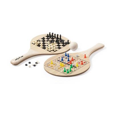 Raquette de plage avec divers jeux en bois Juego