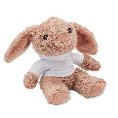 Lapin en peluche avec pull à capuche blanc Doudou