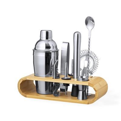 Set cocktail élégant en inox avec support Huctos
