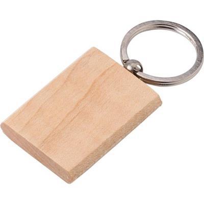 Porte-clés durable en bois et anneau métal Fancy