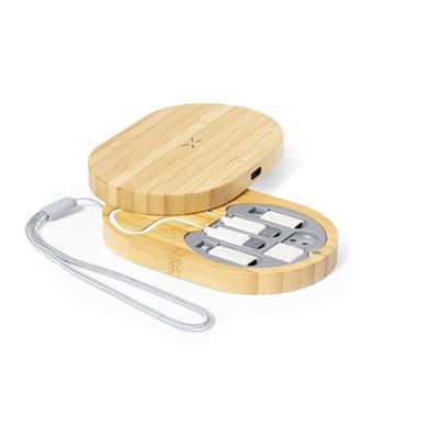 Set chargeur sans fil 15W en bambou poli Tatium