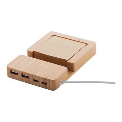 Hub USB en bambou avec support mobile Natty
