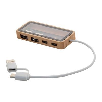 Hub USB en bambou avec surface transparent Garoo