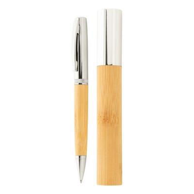 Stylo à bille élégant en métal et en bambou Bikera