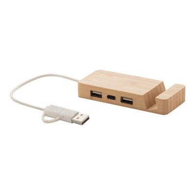 Port Usb en bambou Avec 2 ports USB Marabou