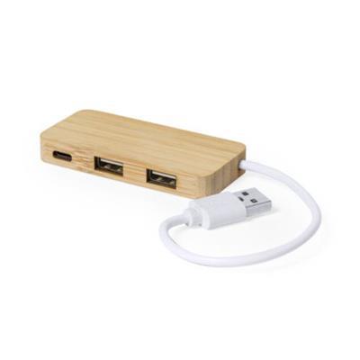 Port USB 1 type-C 2 USB bambou Normant