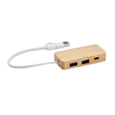 Hub USB 3 ports dans un étui en bambou Georgie