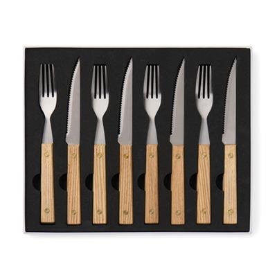 Set de couverts 8pcs en acier inox et en bois Fima