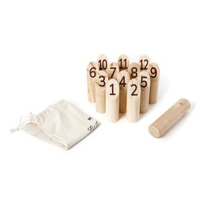 Jeu de quilles avec douze cylindres numérotés Gaso