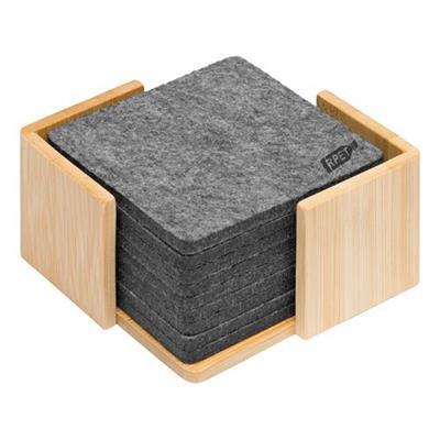 Sous-verres en RPET dans un support en bambou Crow