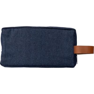 Trousse de toilette zippée en denim et PU Miriam