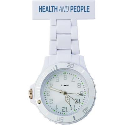 Montre-broche d'infirmière blanc en ABS Diogo