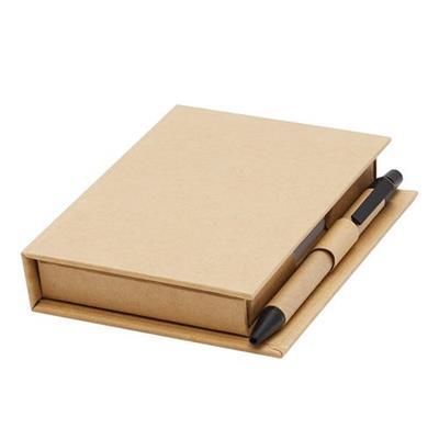 Memobox à déplier avec stylo en carton Alliance