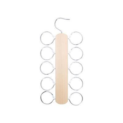 Porte foulard brun en acier inox et bois Maito