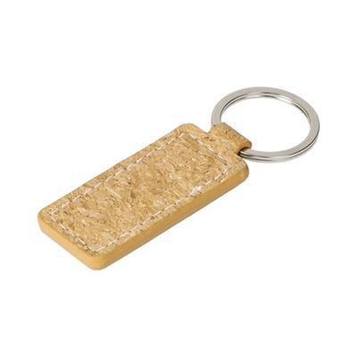 Porte-clés rectangulaire en liège et acier Valdé