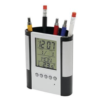 Pot à crayon/réveil avec thermomètre en ABS Imao