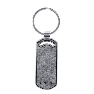 Porte-clés rectangulaire en métal et RPET Joy