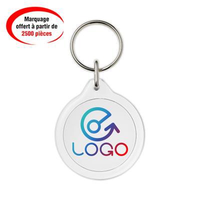 Porte-clés en plastique rond transparent Cansas