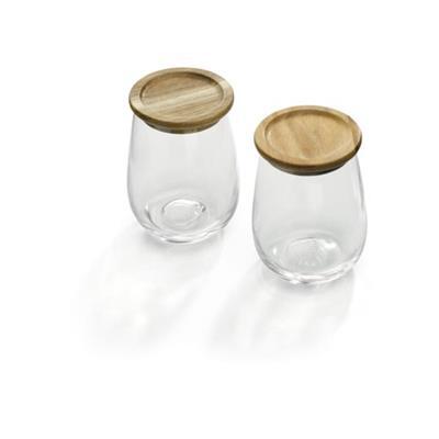 Set de deux verres avec plateau en bois Terinosa