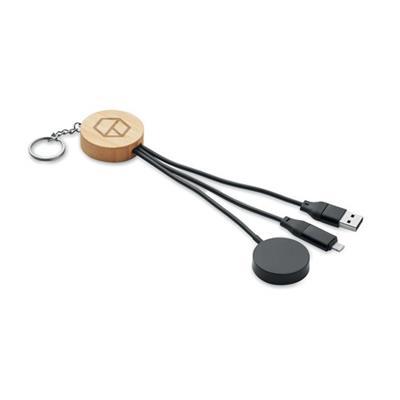 Porte-clés et câble 4 en 1 60W en bambou Lubbe